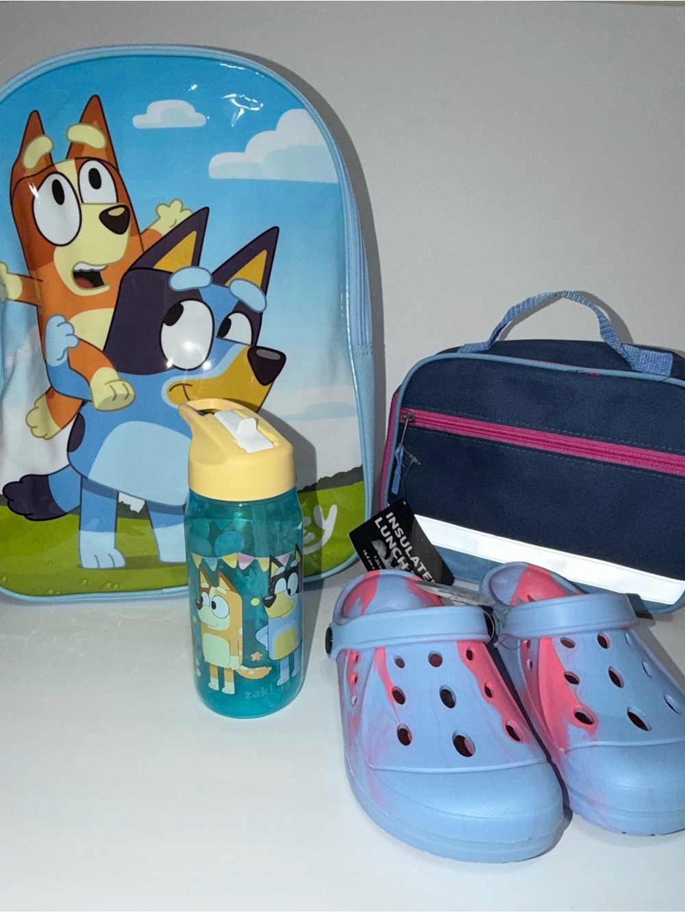 Kids Backpack & Accessories Set in Light Blue and Pink